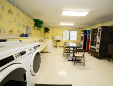 Side view of the on-site laundry facilities
